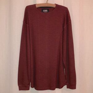CSG. 2XL Burgundy Heather Crewneck Waffle Knit Long Sleeve Pullover Thermal
